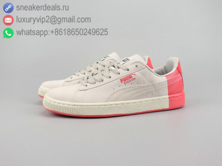 Puma Basket Classic Tiger Mesh Pigeon Unisex Shoes Low White Pink Leather Size 36-44